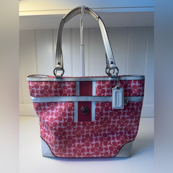 Coach Handbags - Coach Chelsea Signature Heritage Striped Tote